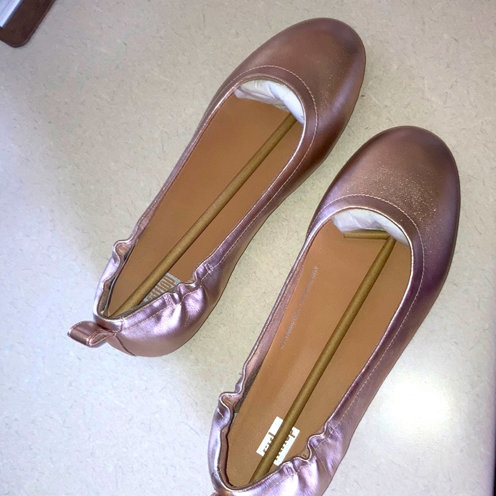 Rose Gold ballerina style flats size 7 1/2 Brand new! Never worn.